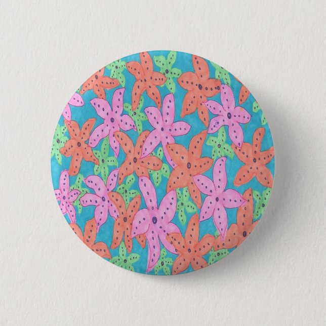 Tropical Starfish Pattern 6 Cm Round Badge (Front)