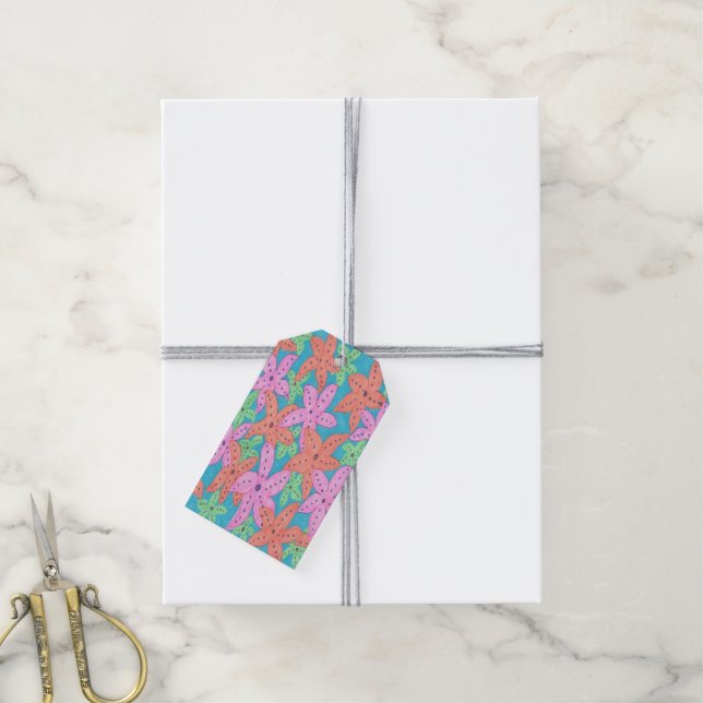 Tropical Starfish Pattern Gift Tags (With Twine)