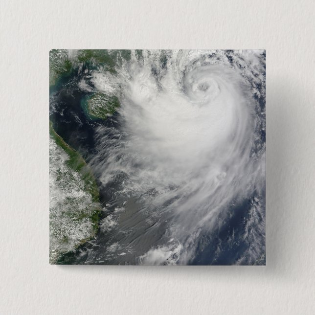 Tropical Storm Koppu nearing landfall 15 Cm Square Badge (Front)