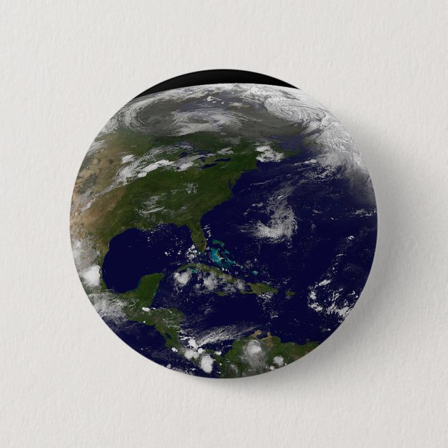 Tropical Storms On Planet Earth. 6 Cm Round Badge (Front)
