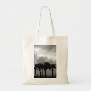 Tropical Stormy Skies Grayscale Tote Bag