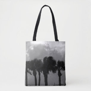 Tropical Stormy Skies Grayscale Tote Bag
