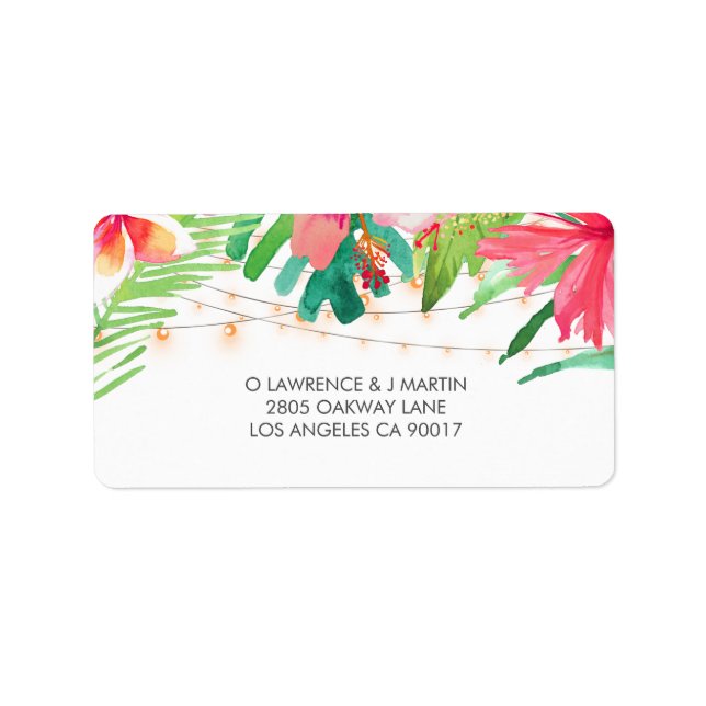 Tropical String Lights Floral Label (Front)