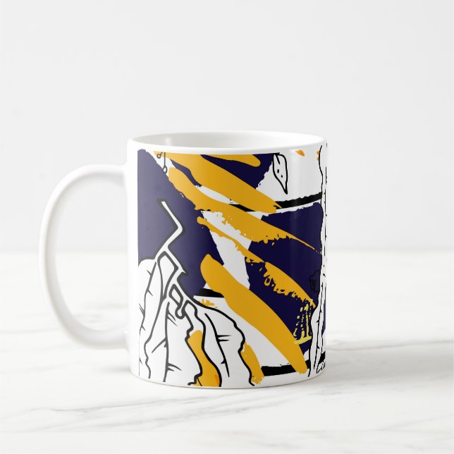 Tropical, stripe, animal motif. Seamless pattern l Coffee Mug (Left)