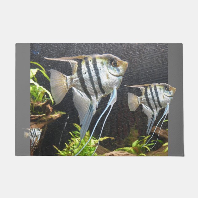 Tropical Striped Fish Design Door Mat (Front)