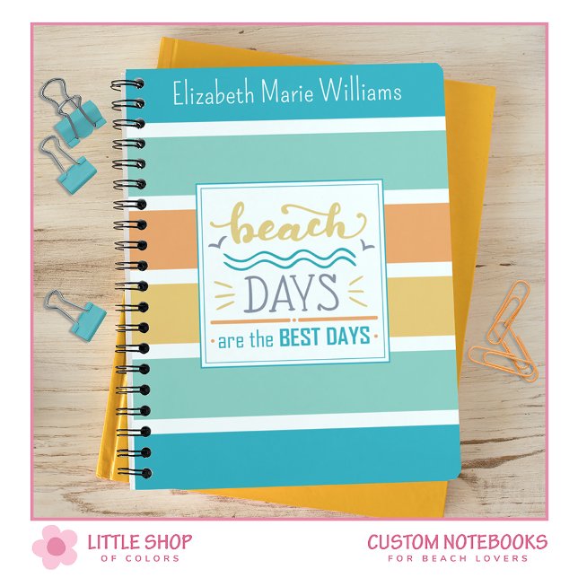 Tropical Stripes Beach Days Monogrammed Notebook (Creator Uploaded)