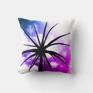 Tropical Succulent Palm Plant Silhouette Cushion