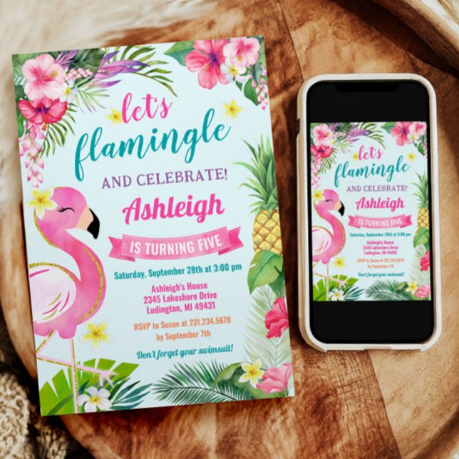 Tropical Summer 5th Birthday Invitation (Tropical Summer 5th Birthday Invitation)