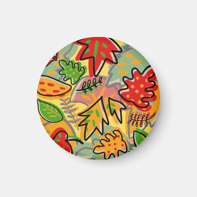 Tropical summer abstracts leaf yellow green red magnet (Front)