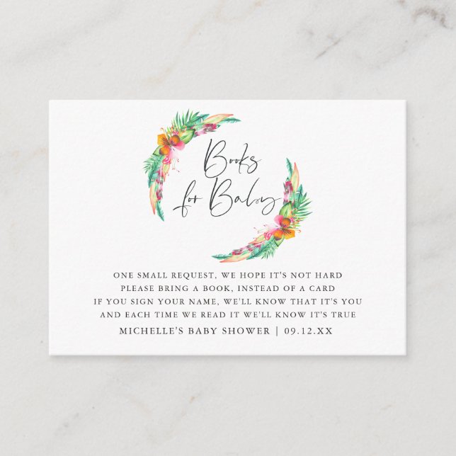 Tropical Summer Beach Baby Shower Book Request Enclosure Card (Front)