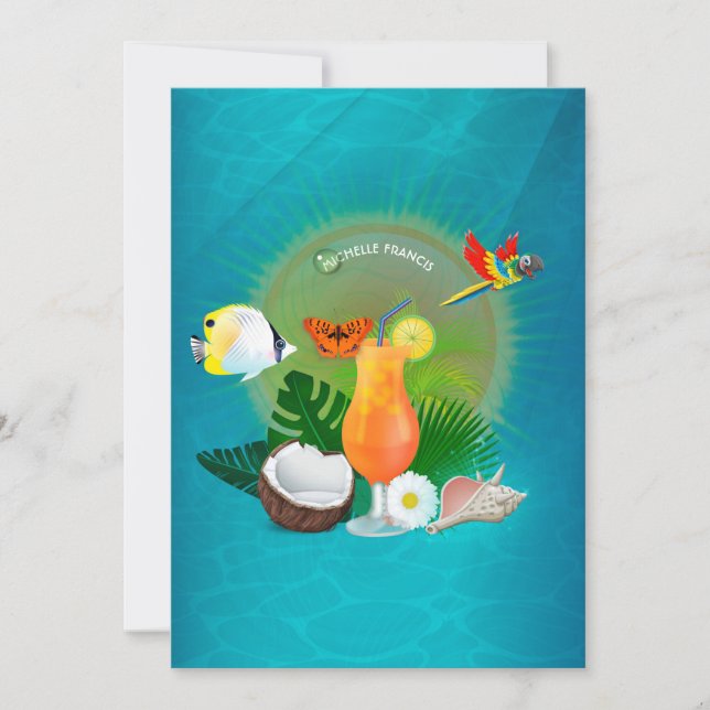 Tropical Summer Beach Bridal Shower Invitation (Front)