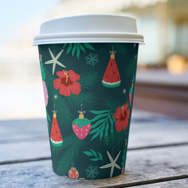 Tropical Summer Beach Christmas Holidays New Year Paper Cups (Creator Uploaded)