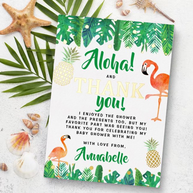 Tropical Summer Beach Luau Baby Shower Thank You (Creator Uploaded)