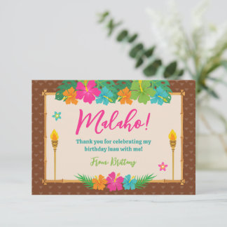 Tropical Summer Beach Luau Birthday Thank You Card