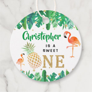 Tropical Summer Beach Luau Boys 1st Birthday Favour Tags
