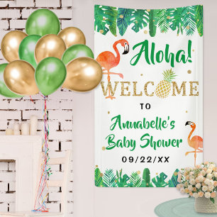 Tropical Summer Beach Luau Boys Baby Shower Banner