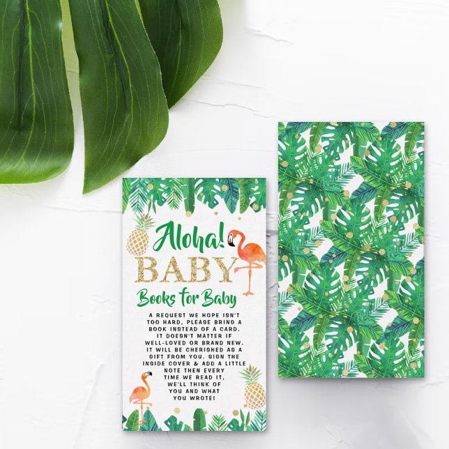 Tropical Summer Beach Luau Boys Baby Shower Book Enclosure Card (Creator Uploaded)