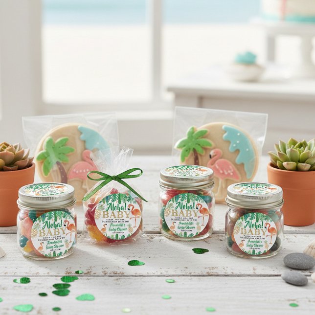 Tropical Summer Beach Luau Boys Baby Shower Classic Round Sticker (Creator Uploaded)