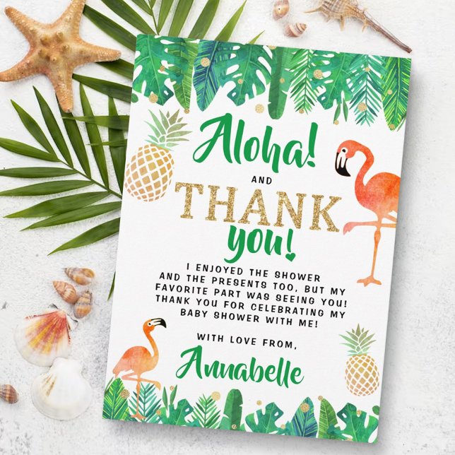 Tropical Summer Beach Luau Boys Baby Shower Thank You Card (Creator Uploaded)