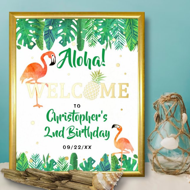 Tropical Summer Beach Luau Boys Birthday Welcome Foil Prints (Creator Uploaded)
