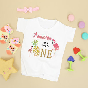 Tropical Summer Beach Luau Girls 1st Birthday Baby T-Shirt