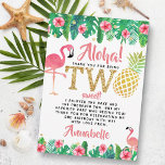 Tropical Summer Beach Luau Girls 2nd Birthday Thank You Card<br><div class="desc">Say thank you in style with these trendy 2nd birthday thank you cards. The template wording is easy to personalise and your family and friends will be thrilled when they receive these fabulous thank yous.</div>
