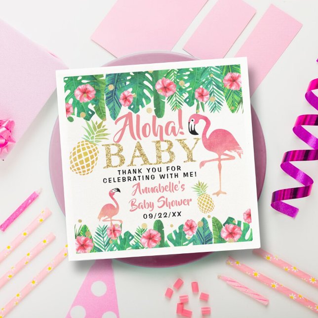 Tropical Summer Beach Luau Girls Baby Shower Napkin (Creator Uploaded)
