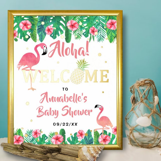 Tropical Summer Beach Luau Girls Baby Shower Real Foil Prints (Creator Uploaded)