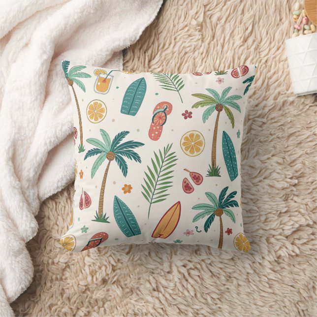 Tropical Summer Beach Pattern (1) Cushion (Blanket)