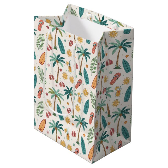 Tropical Summer Beach Pattern (1) Medium Gift Bag (Front Angled)