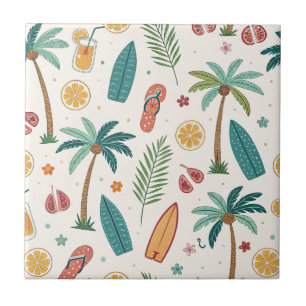 Tropical Summer Beach Pattern (1) Tile