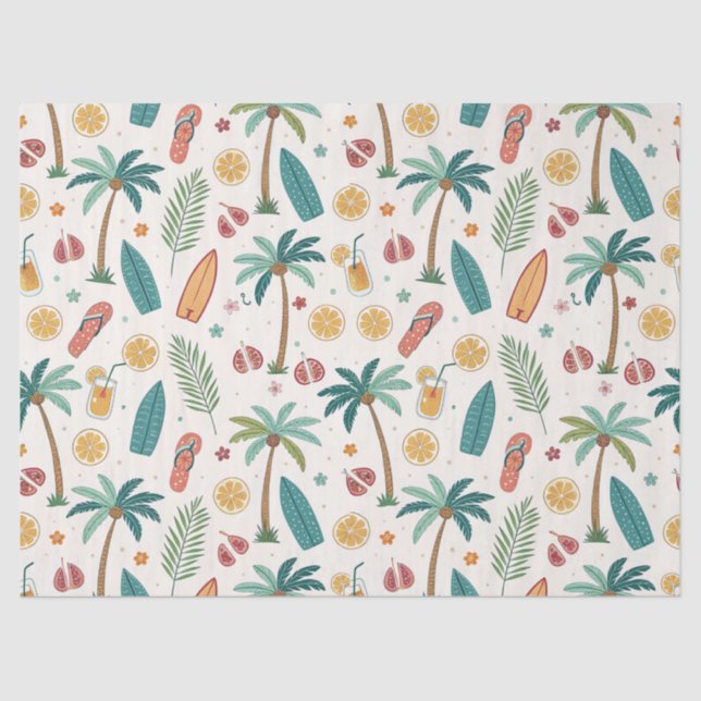 Tropical Summer Beach Pattern (1) Tissue Paper (Front)