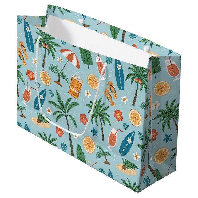 Tropical Summer Beach Pattern (2) Large Gift Bag (Front Angled)