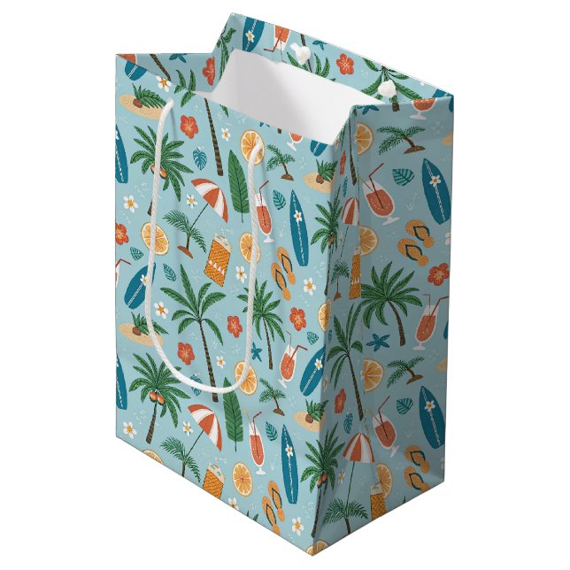 Tropical Summer Beach Pattern (2) Medium Gift Bag (Front Angled)
