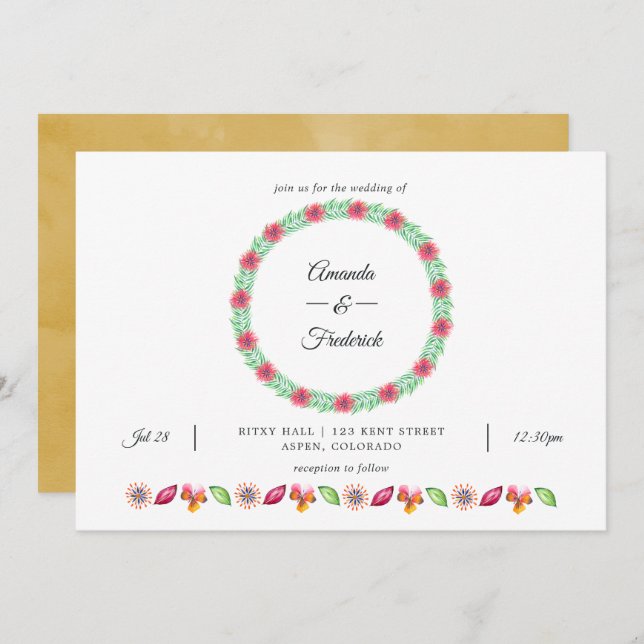 Tropical Summer Beach Wedding Invitation (Front/Back)