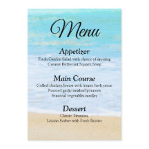 Tropical Summer Beach Wedding Menu Card