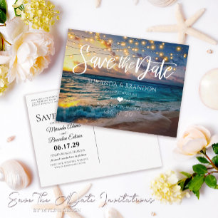 Tropical Summer Beach Wedding Save the Date Announcement Postcard