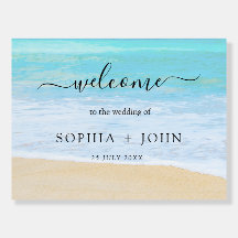 Tropical Summer Beach Wedding Welcome Sign