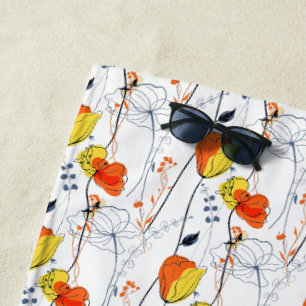 Tropical summer Beautiful yellow florals Design Beach Towel