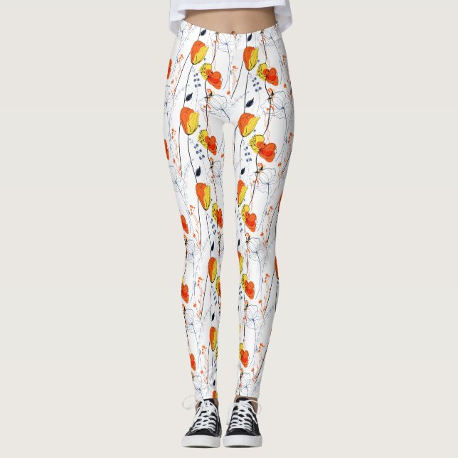 Tropical summer | Beautiful yellow  florals Design Leggings (Front)
