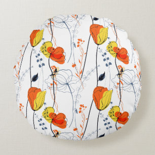 Tropical summer Beautiful yellow florals Design Round Cushion