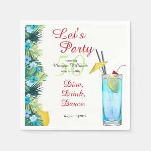 Tropical Summer Blue Cocktail 50th Birthday Party Napkin