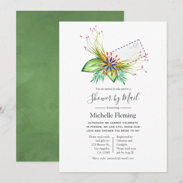 Tropical Summer Bridal or Baby Shower by Mail Invitation (Front/Back)