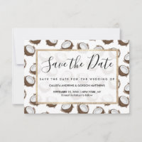 Tropical Summer Brown White Coconut Fruit Pattern