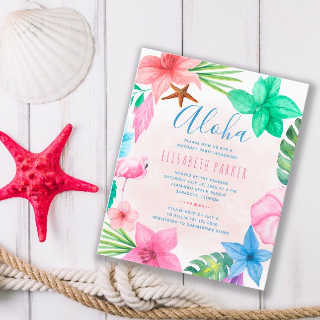 Tropical summer budget birthday party invitation (Creator Uploaded)