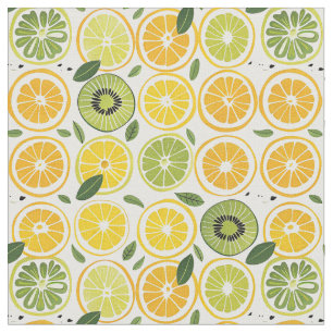 Tropical Summer Citrus Kiwi Cotton Fabric
