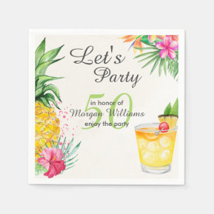 Tropical Summer Cocktail 50th Birthday Party Napkin