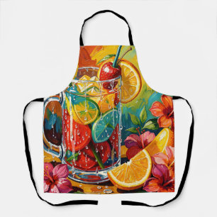 Tropical Summer Cocktail Impasto Oil Painting Apron