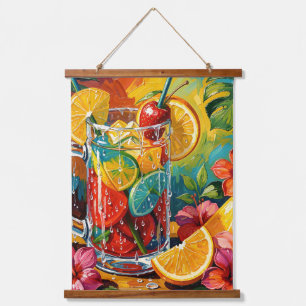 Tropical Summer Cocktail Impasto Oil Painting Hanging Tapestry