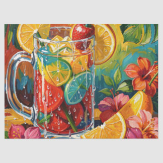 Tropical Summer Cocktail Impasto Oil Painting Tissue Paper